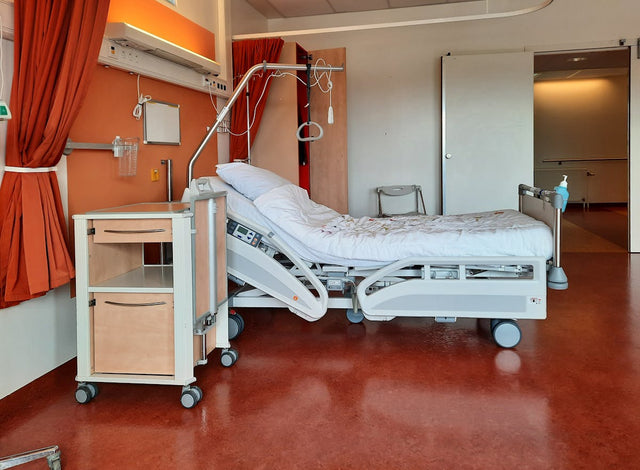 Modern hospital room with adjustable bed