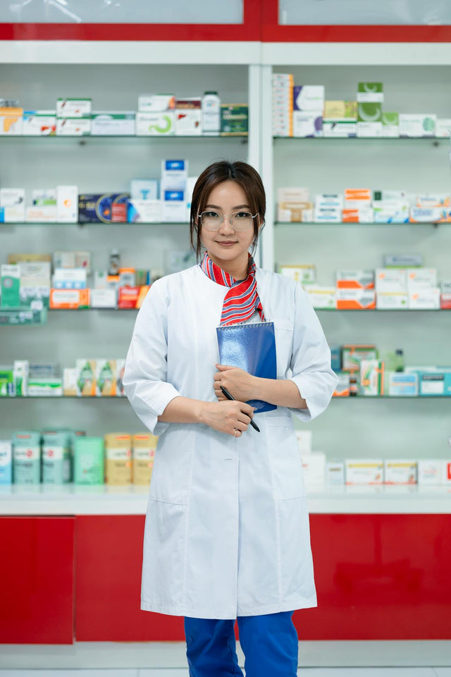 Pharmacist in well-organized pharmacy