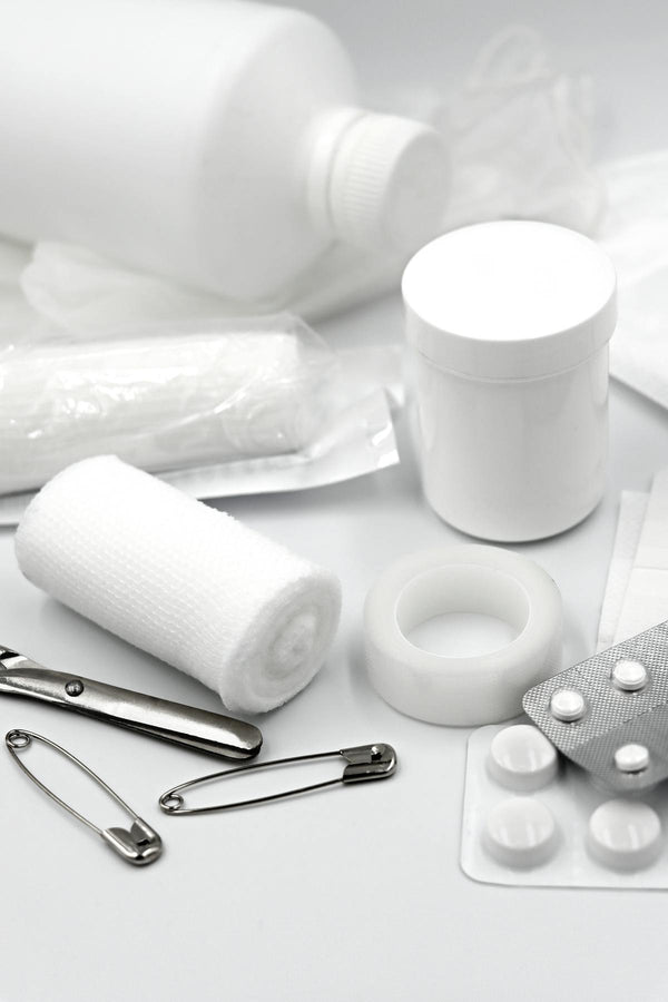 First aid supplies with tape