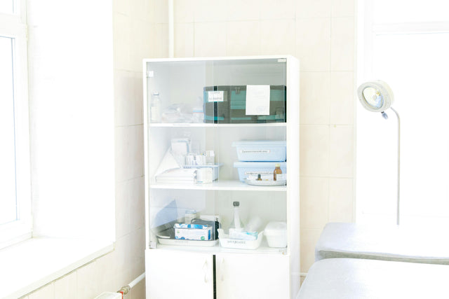 Modern white medical cabinet