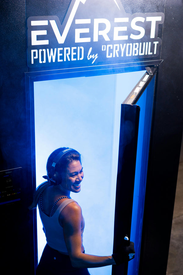 Woman in cryotherapy chamber