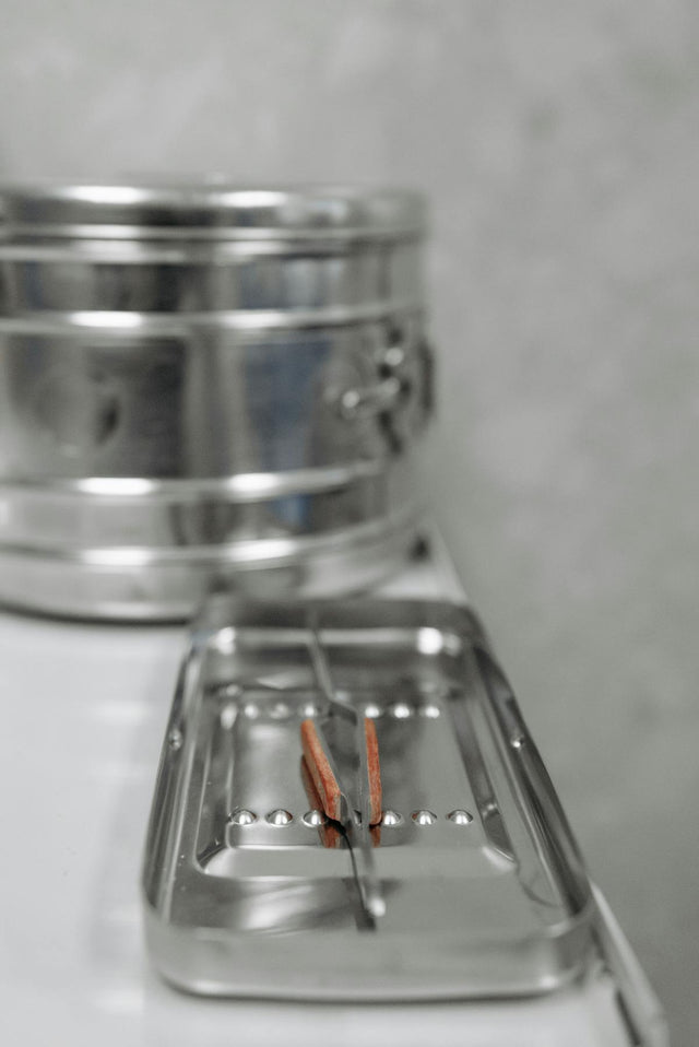 Sterile medical instruments on tray