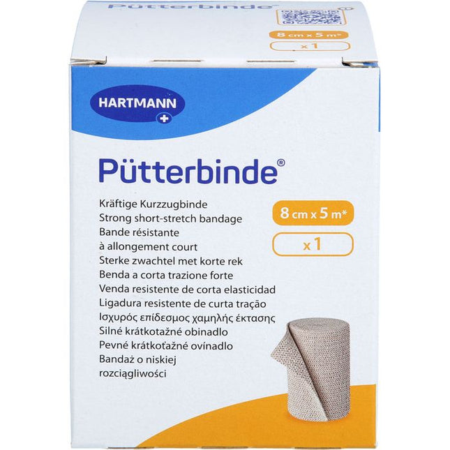 Pütter bandage, 8cmx5m, skin-colored, with bandage clips