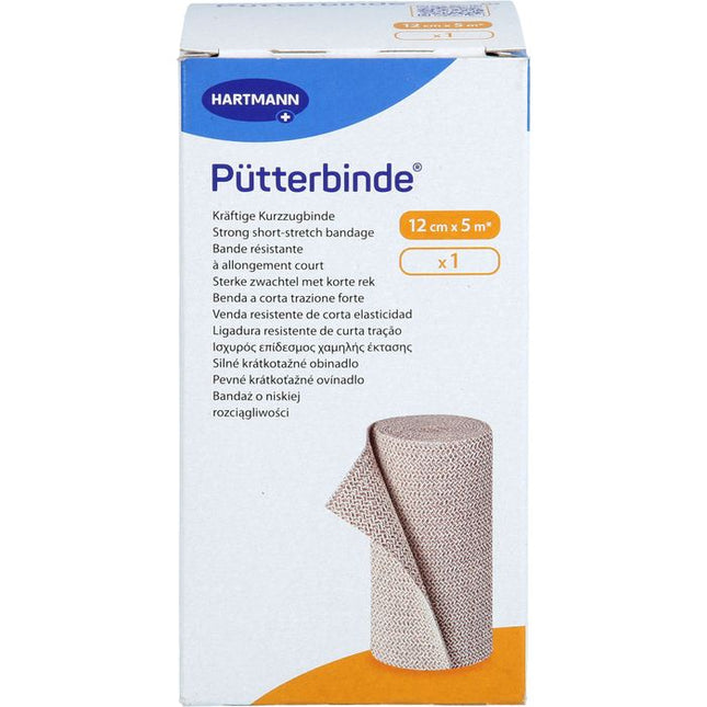 Pütter bandage 12cmx5m, skin-colored, with bandage clips