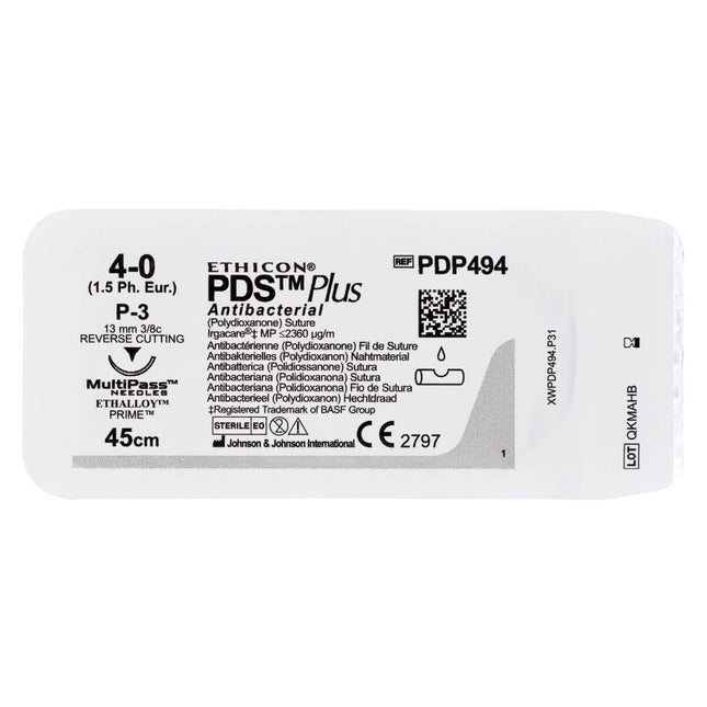 Suture material Ethicon PDS II PLUS VIOLET MONOFILAMENT, P3 MULTIPASS, USP 4/0, Suture length 45cm