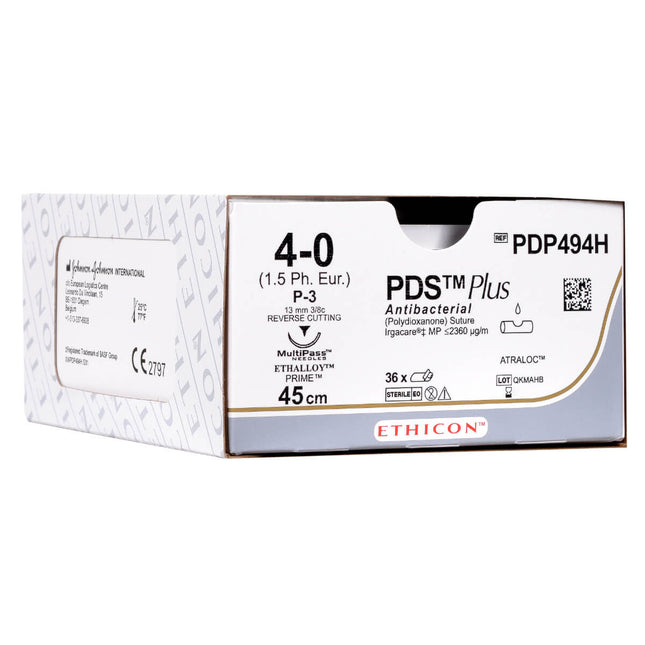 Suture Ethicon PDS II PLUS UNDYED MONOFILAMENT, PS2 MULTIPASS, USP 4/0, Suture Length 45cm