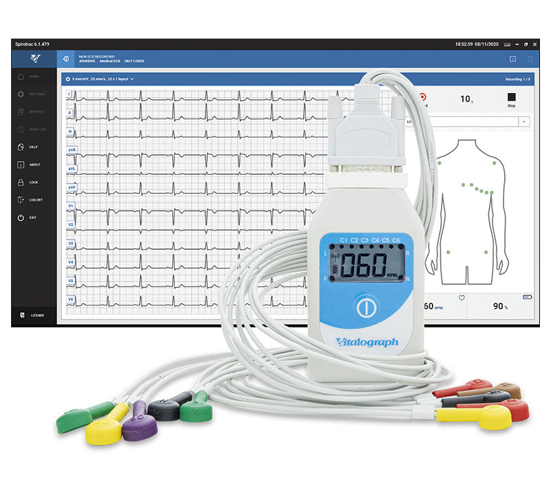 Vitalograph BT12 Ruhe-EKG mit Bluetooth und Spirotrac® 6 Software, 5 Jahre Hersteller-Garantie