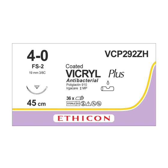 Nahtmaterial Ethicon Vicryl Plus ungef. geflochten FS 2, USP 4/0, Fadenlänge 45cm