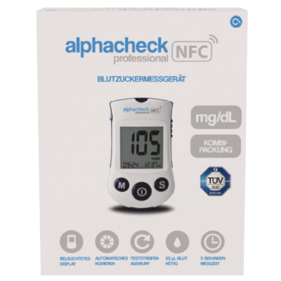 alphacheck professional Blutzuckermessgerät mg/ dl Kombipackung
