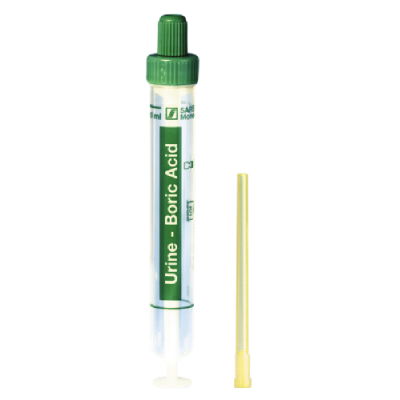 Urin-Monovette®Borsäure 10ml Kunststoffetikett, transparent, einzeln im Blister