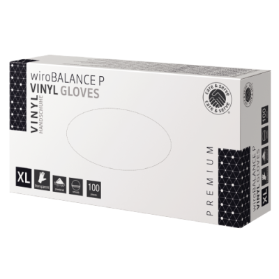 care & serve® - PREMIUM+ | wiroDENSE P | Vinyl Handschuhe | transparent | XL gepudert