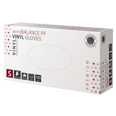 care & serve® - PREMIUM | wiroBALANCE PF | Vinyl Handschuhe | transparent | S puderfrei
