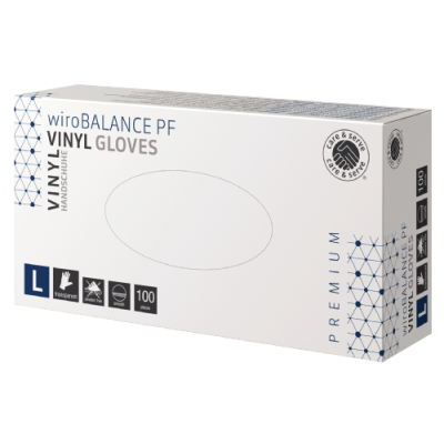 care & serve® - PREMIUM | wiroBALANCE PF | Vinyl Handschuhe | transparent | L puderfrei