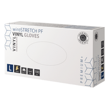 care & serve® - PREMIUM+ | wiroSTRETCH PF | Vinyl Gloves | cream | L powder-free