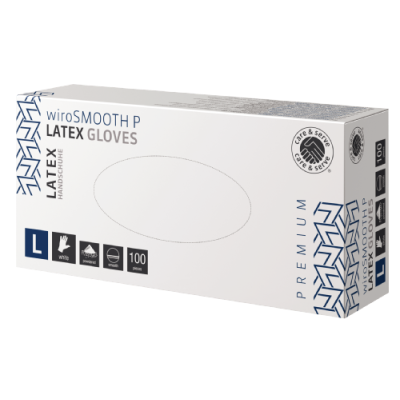 wiroSMOOTH P, Latex Handschuhe, weiß, M gepudert