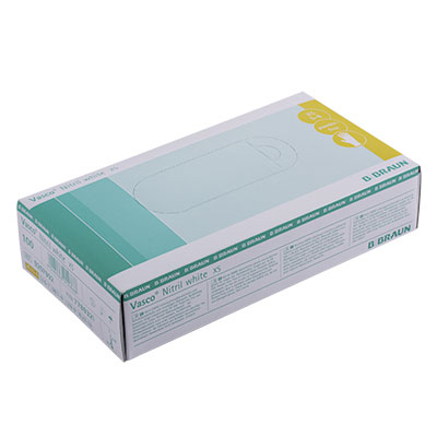 Vasco Nitrile white examination glove, size XS, powder and latex-free, non-sterile