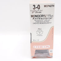 Nahtmaterial Ethicon Monocryl Plus ungef. Monofil TS, USP 3/0, Fadenlänge 70cm