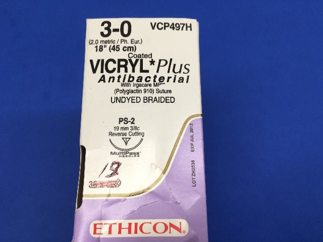 Nahtmaterial Ethicon VICRYL PLUS UNGEF GEFL, PS MULTIP, USP 3/0, Fadenlänge 45cm