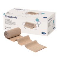 Pütterbinde 6cmx5m, hautfarben, mit Verbandklammern