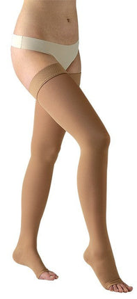Avicenum PHLEBO 360 Schenkelstrümpfe Natur Noppenhaftband offene Zehenspitze