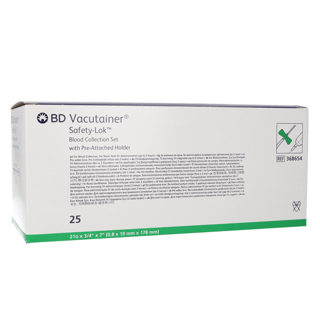 Vacutainer Safety-Lok Blood Collection Set 21G 3/4 Green
