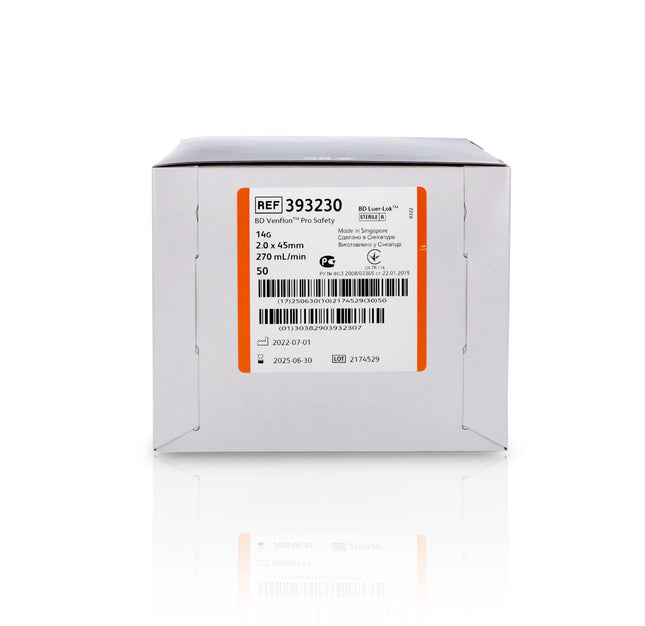 BD Venflon Pro Safety Orange 14G 2.0x45mm Safety IV Catheter