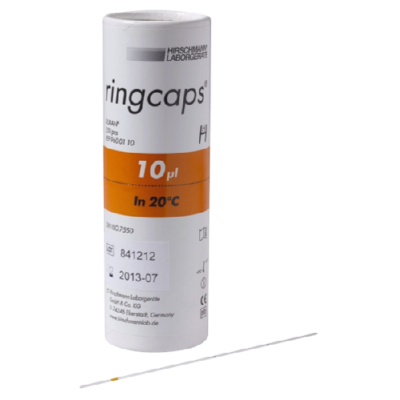 ringcaps, disposable capillary pipettes with ring mark 10µl
