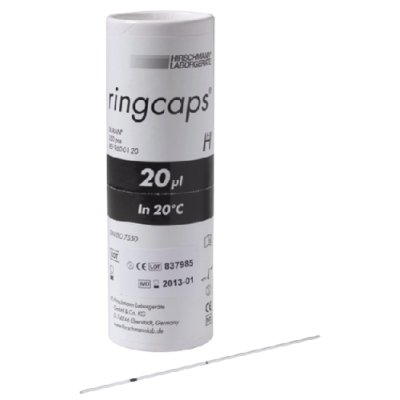 ringcaps, disposable capillary pipettes with ring mark 20 μl