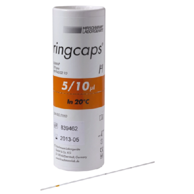 ringcaps, single-use capillary pipettes with ring mark 5+10µl