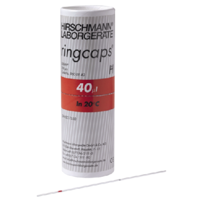 ringcaps, disposable capillary pipettes with ring mark 40µl