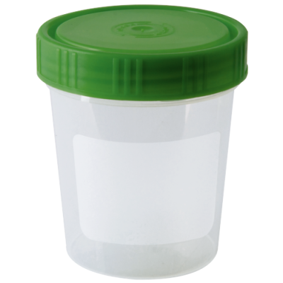 medimex Urinbecher mit grünem Schraubdeckel, Volumen: 125 ml, Graduierung: 100 ml