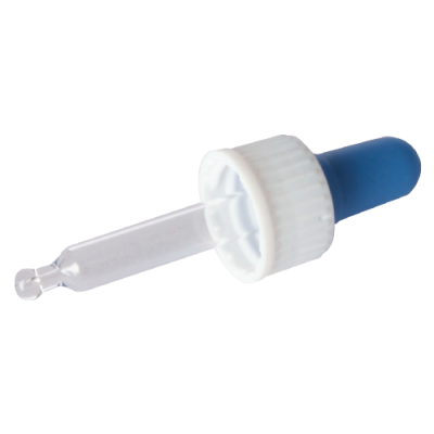 Pipette assembly consists of a screw cap, blue rubber bulb, and 5 ml glass pipette.