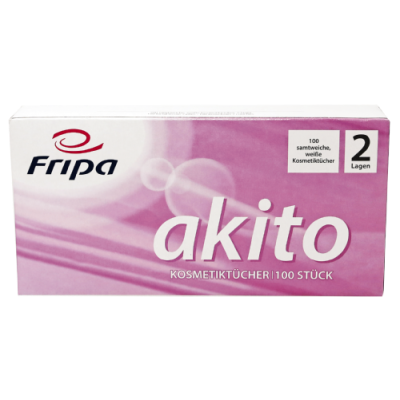Akito Kosmetiktücher 20x21cm, hochweiß, 2-lg., 100% Zellstoff
