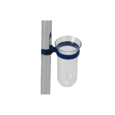 Glass Holder aus Kunststoff für IV Pole m. Clip Attachment, blue