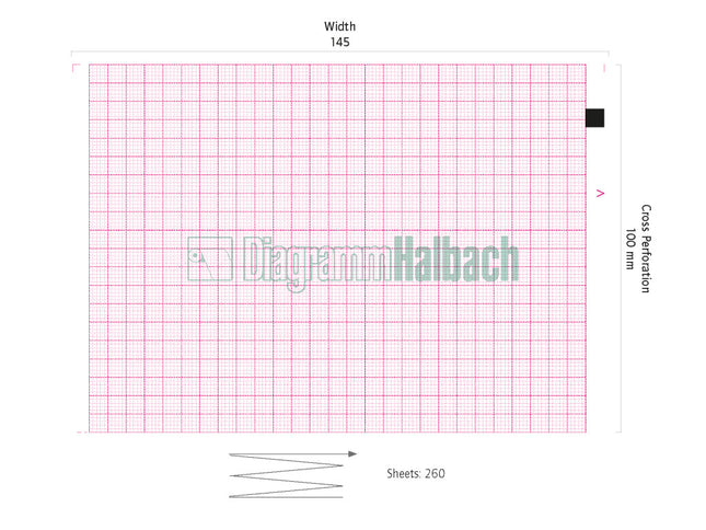 EKG-Papier f. Schiller Cardiovit AT 6 + SP200, 145 mm x 100 mm x 260 Blatt