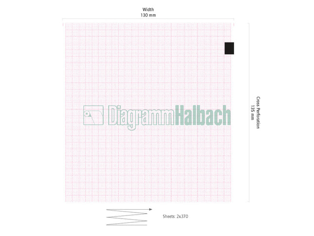 EKG-Papier f. Hellige EK 53/56 Faltp. 130mmx50m, 370 Blatt, Nachbau