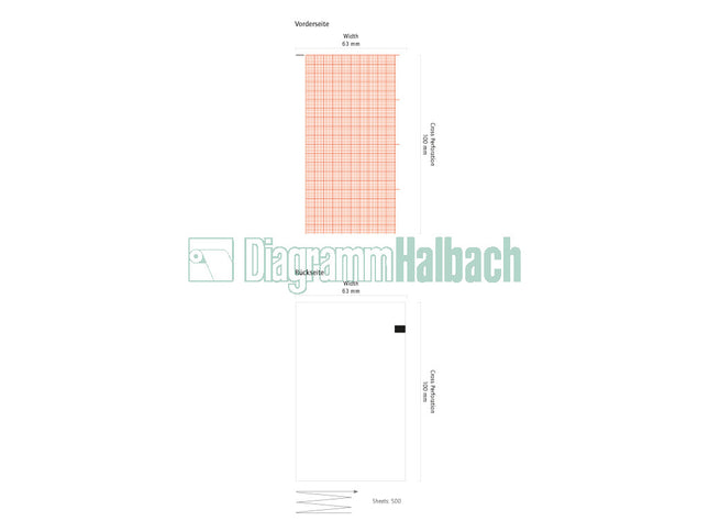 EKG-Papier f. Cardisuny 501/AX BX/DX, Faltp. 63mmx50m, 500Bl.