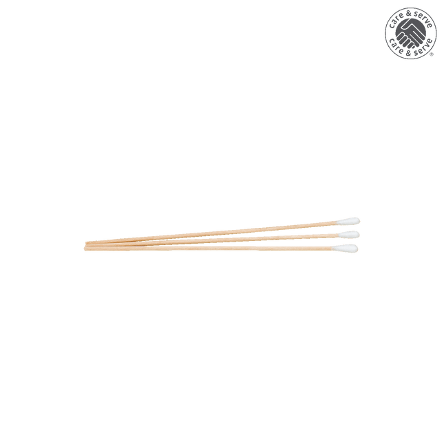 wiroSWABBY, Wattestäbchen, natur, Länge ≈ 15 cm kleiner Baumwoll-Wattekopf, Holzstäbchen