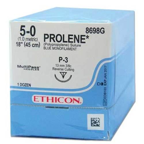 Nahtmaterial Ethicon Prolene PS3, USP 5/0, 1metric, Fadenlänge 45cm