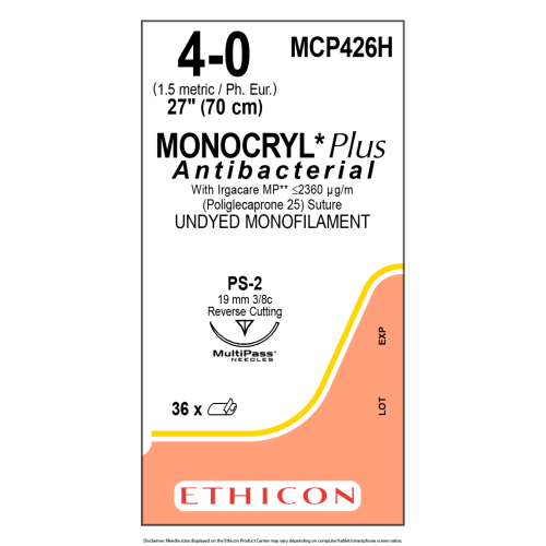 Nahtmaterial Ethicon MONOCRYL PLUS UNGEF MONOFIL PS2 MULTIP USP 4/0 Fadenlänge 45cm