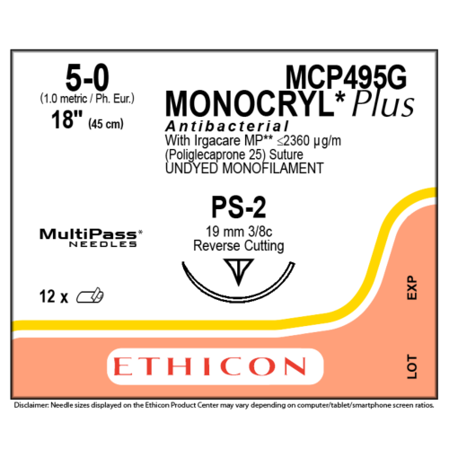 Suture material Ethicon MONOCRYL PLUS UNDYED MONOFILAMENT, FS2, USP 5/0, Thread length 70cm