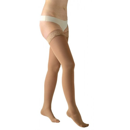 Avicenum PHLEBO 360 Schenkelstrümpfe Natur Spitzenhaftband geschlossene Zehenspitze