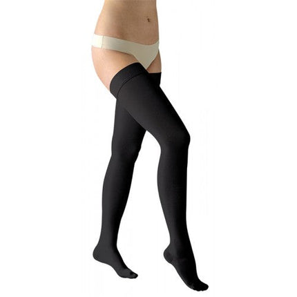 Avicenum PHLEBO 360 Schenkelstrümpfe Schwarz Noppenhaftband geschlossene Zehenspitze