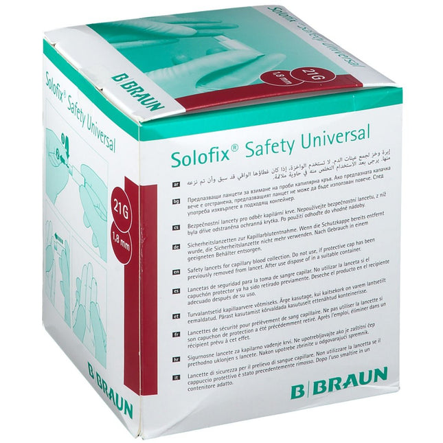 Blutlanzetten Solofix Safety Universal, G21, Punktionstiefe 1,8mm
