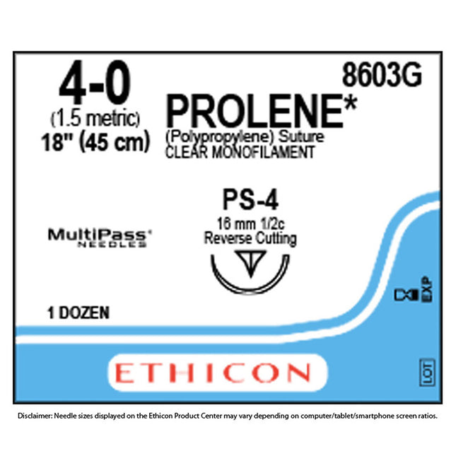 Nahtmaterial Ethicon Prolene Blau Monofil, PS, USP 2/0, 45cm Fadenlänge