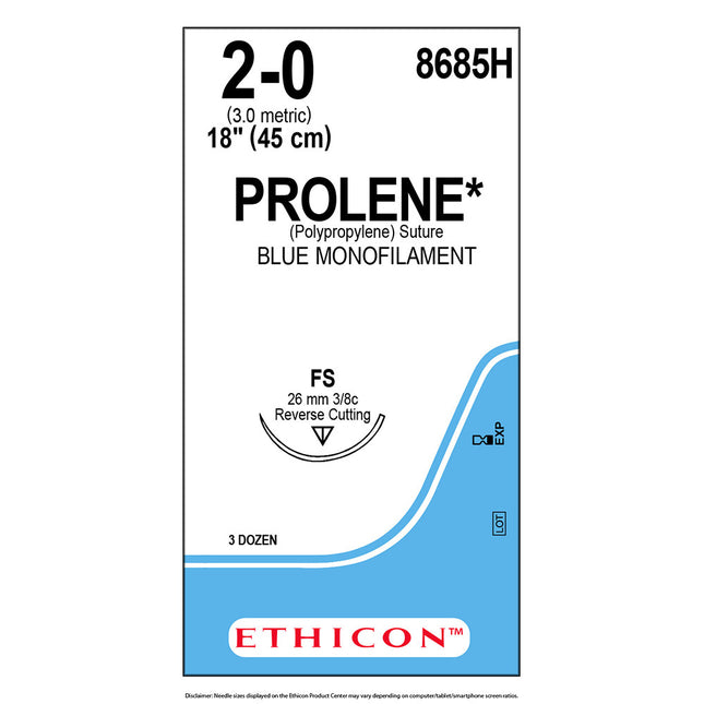 Nahtmaterial Ethicon Prolene blau Monofil P1 Prime, USP 6/0, Fadenlänge 45cm