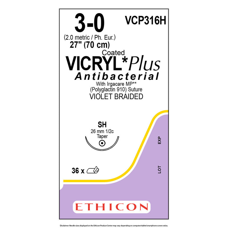 Nahtmaterial Vicryl plus, SH PLUS, violett geflochten, USP 3/0, Fadenlänge 70cm
