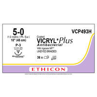 Nahtmaterial Ethicon Vicryl Plus P3 Prime, ungefärbt geflochten, USP 5/0, Fadenlänge 45cm