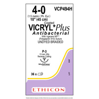 Nahtmaterial Ethicon VICRYL PLUS UNGEF GEFL, P3 MULTIP, USP 4/0, Fadenlänge 45cm