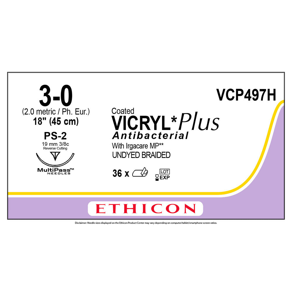 Nahtmaterial Ethicon VICRYL PLUS UNGEF GEFL, PS MULTIP, USP 3/0, Fadenlänge 45cm